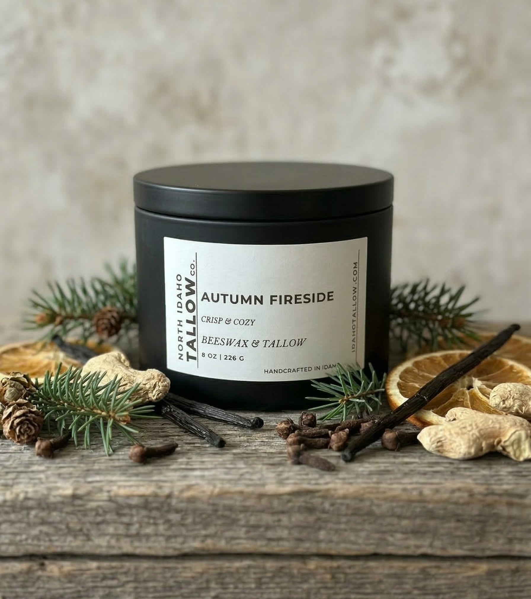 Autumn Fireside Tallow Beeswax Candle