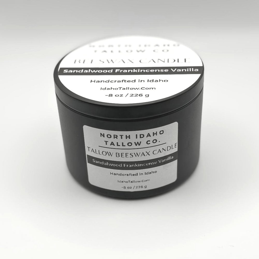 Sandalwood Frankincense Vanilla Tallow Beeswax Candle